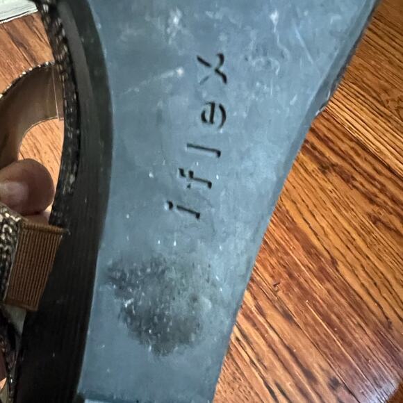 Anne Klein Brown Bronzy Snakeskin Print Askarry I Flex Wedge Sandals Size 7 Moto - Picture 11 of 16